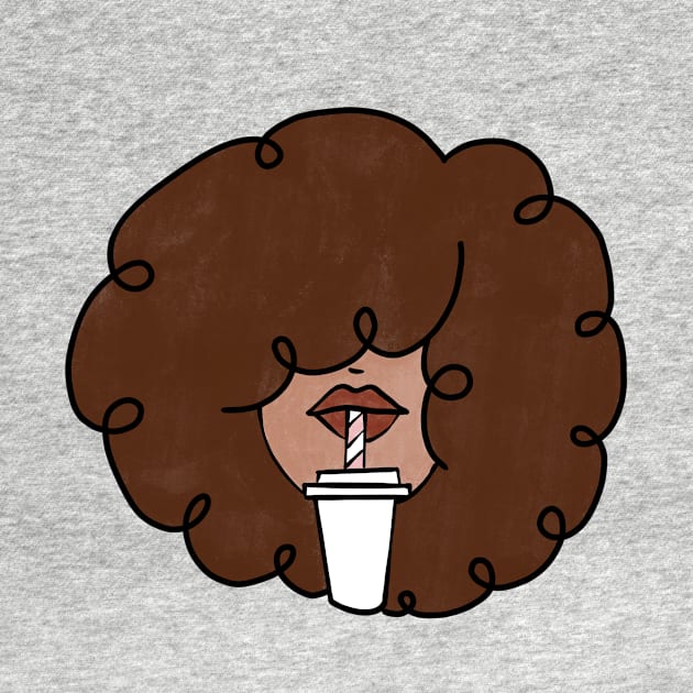 Pepette with a straw Beautiful Black Woman Drinking in a Travel Mug Cute Coffee Dates Coffee Espresso Cappuccino Latte Macchiato Coffee with Milk Cute Black Woman with Afro Hair Natural Hair Curly Hair Perfect Coffee Lover Gift for African American by nathalieaynie